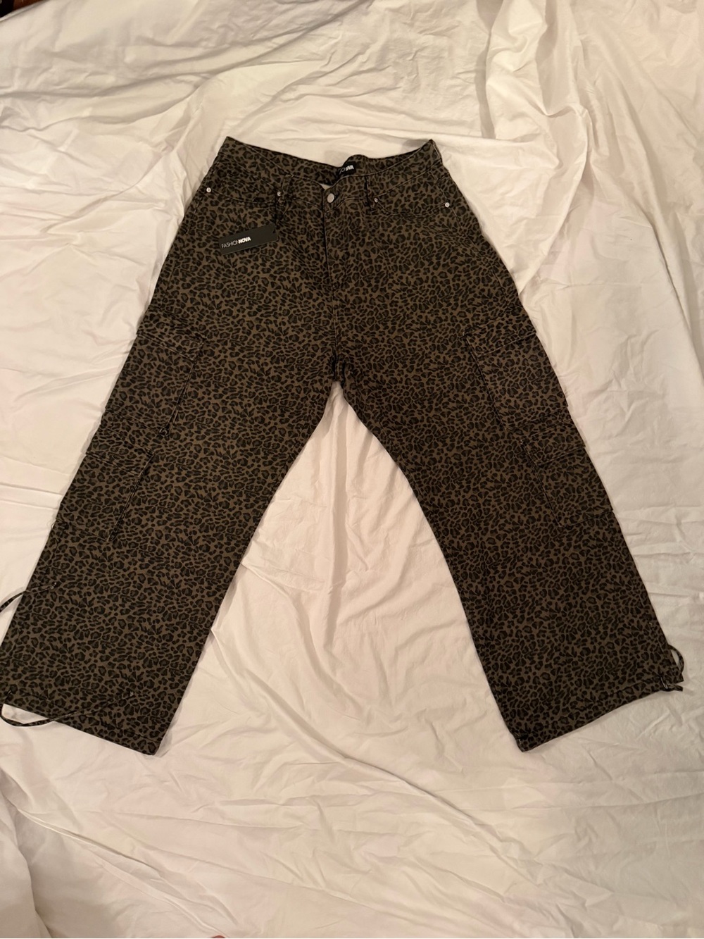 Fashion Nova Olive Leopard Cargo Pants